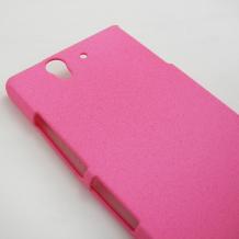 Заден предпазен твърд гръб / капак / за Sony Xperia Z - розов / пясък