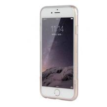 Луксозен силиконов калъф / гръб / TPU NUOKU Clear Series за Apple iPhone 6 4.7'' - прозрачен / златист кант