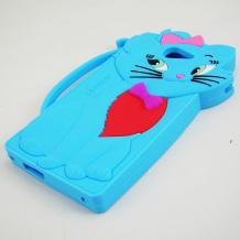 Силиконов калъф / гръб / TPU 3D за Sony Xperia M2 - син / LOVECAT