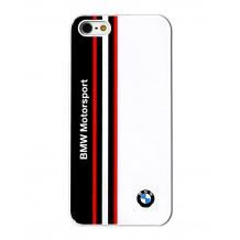 Оригинален кожен твърд гръб / капак / BMW Motorsport за Apple iPhone 6 4.7" - бяло / синьо