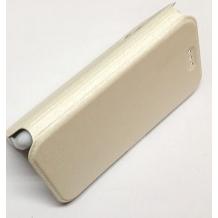 Кожен калъф Flip тефтер Flexi със стойка за Alcatel One Touch Idol 2 OT-6037K - златен