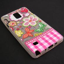 Силиконов калъф / гръб / TPU за Samsung Galaxy Note 4 N910 / Samsung Note 4 - розов / цветя