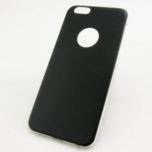 Ултра тънък силиконов калъф / гръб / TPU Ultra Thin за Apple iPhone 6 4.7" - черен с кожен гръб