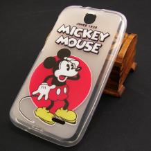 Силиконов калъф / гръб / TPU за HTC Desire 310 - прозрачен / Mickey Mouse /