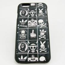 Силиконов калъф / гръб / TPU за Apple iPhone 6 4.7" - черен / черепи