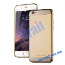Луксозен ултра тънък силиконов калъф / гръб / TPU Ultra Thin Joyroom Design Platinum Series за Apple iPhone 6 4.7" - прозрачен / златен
