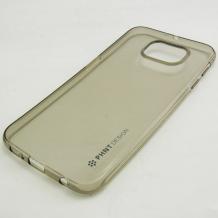 Луксозен ултра тънък силиконов калъф / гръб / TPU Ultra Thin PHNT Design за Samsung Galaxy S6 G920 - прозрачен / сив
