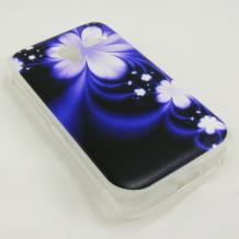 Силиконов калъф / гръб / TPU за Alcatel One Touch Pixi 3 3.5 - лилав / бели цветя
