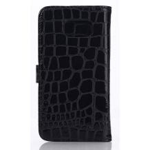 Кожен калъф Flip тефтер Flexi със стойка за Samsung Galaxy S6 G920 -  Croco / черен
