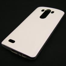 Ултра тънък силиконов калъф / гръб / TPU Ultra Thin за LG G3 D850 - бял с кожен гръб