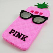 Силиконов калъф / гръб / TPU 3D PINK за Samsung Galaxy A3 SM-A300F / Samsung A3 - ананас / розов