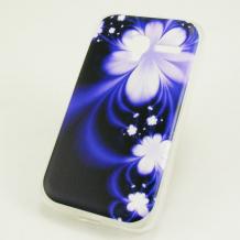 Силиконов калъф / гръб / TPU за Alcatel One Touch Pixi 3 3.5 - лилав / бели цветя