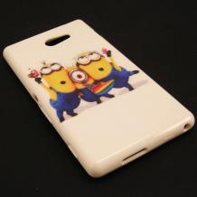 Силиконов калъф / гръб / TPU за Sony Xperia M2 - бял / Minions / Миньони