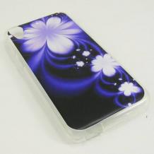 Силиконов калъф / гръб / TPU за HTC Desire 626  - лилав / бели цветя