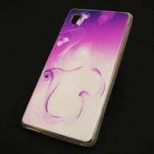 Силиконов калъф / гръб / TPU за Sony Xperia M4 Aqua - преливащ / бяло и розово