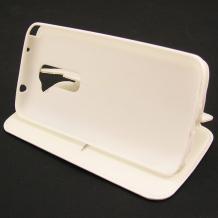 Кожен калъф Flip тефтер Roar Noble Leather View Flexi със стойка за LG G2 D802 / LG G2 - бял