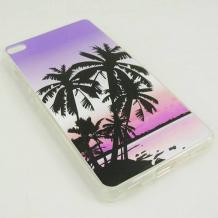 Силиконов калъф / гръб / TPU за Huawei Ascend P8 - лилав / палми