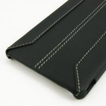 Оригинален кожен твърд гръб / капак / LAMBORGHINI за Sony Xperia Z3  - черен