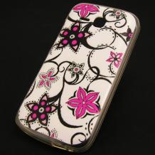 Силиконов калъф / гръб / TPU за Huawei Ascend Y600 - бял / розови цветя