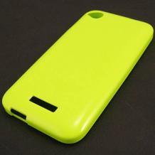 Силиконов калъф / гръб / TPU за HTC Desire 320 - зелен / гланц