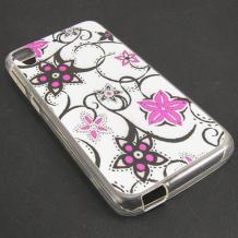 Силиконов калъф / гръб / TPU за HTC Desire 626  - бял / розови цветя