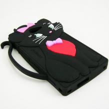 Силиконов калъф / гръб / TPU 3D за Sony Xperia M2 - черен / LOVECAT