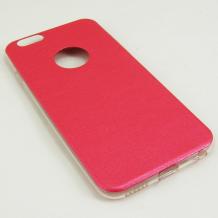 Ултра тънък силиконов калъф / гръб / TPU Ultra Thin за Apple iPhone 6 4.7'' - червен с кожен гръб