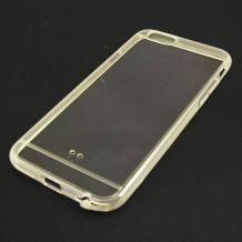 Твърд гръб / капак / със силиконов кант за Apple iPhone 6 4.7''  - прозрачен с бял кант