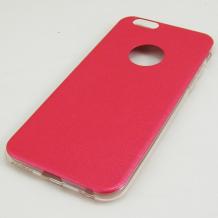 Ултра тънък силиконов калъф / гръб / TPU Ultra Thin за Apple iPhone 6 4.7'' - червен с кожен гръб
