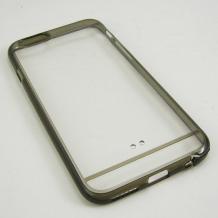 Твърд гръб / капак / със силиконов кант за Apple iPhone 6 4.7'' - прозрачен със сив кант