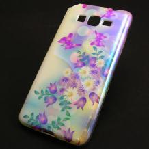 Силиконов калъф / гръб / TPU за Samsung Galaxy Grand Prime G530 - бежов / цветя