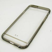 Твърд гръб / капак / със силиконов кант за Apple iPhone 6 4.7'' - прозрачен със сив кант