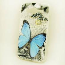 Силиконов калъф / гръб / TPU за Samsung Galaxy Core Prime G360 - сив / синя пеперуда
