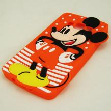 Силиконов калъф / гръб / TPU 3D за Samsung Galaxy A5 SM-A500F / Samsung A5 - оранжев / Mickey mouse