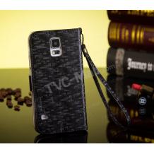 Луксозен кожен калъф Flip тефтер със стойка Leiers Eternal Series за Samsung G900 Galaxy S5 - черен