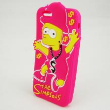 Силиконов калъф / гръб / TPU 3D за Apple iPhone 5 / iPhone 5S - The Simpsons / цикламен