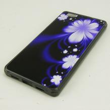 Силиконов калъф / гръб / TPU за Huawei Ascend P8 Lite / Huawei P8 Lite - лилав / бели цветя