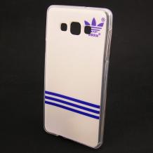 Силиконов калъф / гръб / TPU за Samsung Galaxy A7 SM-A700 / Samsung A7 - бяло и синьо / Adidas