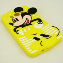 Силиконов калъф / гръб / TPU 3D за Samsung Galaxy A5 SM-A500F / Samsung A5 - жълт / Mickey mouse