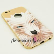 Луксозен твърд гръб 3D за Apple iPhone 6 / iPhone 6S - бежов / вълк