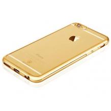 Ултра тънък силиконов калъф / гръб /  Shining Case за Apple iPhone 6 4.7'' - златист / прозрачен