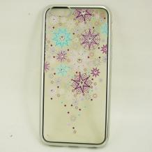 Луксозен силиконов калъф / гръб / с камъни за Apple iPhone 6 4.7" - прозрачен / цветни орнаменти