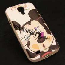 Силиконов калъф / гръб / TPU за Samsung Galaxy S4 I9500 / Samsung S4 I9505 / Samsung S4 i9515 - бял / Mickey Mouse