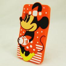 Силиконов калъф / гръб / TPU 3D за Samsung Galaxy A5 SM-A500F / Samsung A5 - оранжев / Minnie mouse