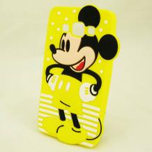 Силиконов калъф / гръб / TPU 3D за Samsung Galaxy A5 SM-A500F / Samsung A5 - жълт / Mickey mouse