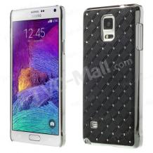 Твърд гръб / капак / с камъни за Samsung Galaxy Note 4 N910 / Samsung Galaxy Note 4 - черен с метален кант