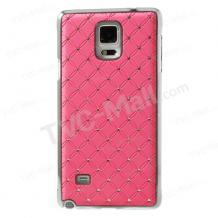 Твърд гръб с камъни за Samsung Galaxy Note 4 N910 / Samsung Note 4 - розов с метален кант