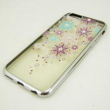 Луксозен силиконов калъф / гръб / с камъни за Apple iPhone 6 4.7" - прозрачен / цветни орнаменти