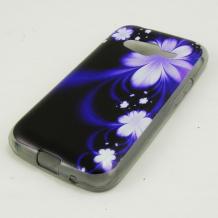 Силиконов калъф / гръб / TPU за Samsung Galaxy Ace 4 G313 - лилав / бели цветя