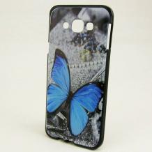 Силиконов калъф / гръб / TPU за Samsung Galaxy A8 / Samsung A8 - сив / синя пеперуда